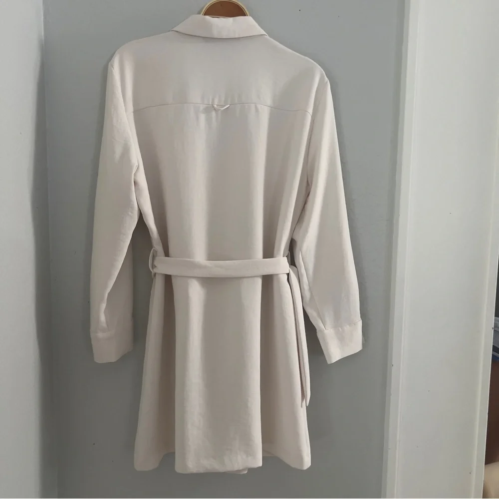 ZARA Women’s XL Gold Button Utility Belted Shirt Dress Ivory Cream Butter White - Picture 5 of 13